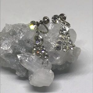 Crystal NEMO sign silver tone screw back earrings